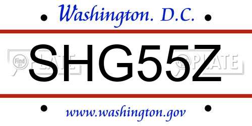 SHG55Z District Of Columbia License Plate