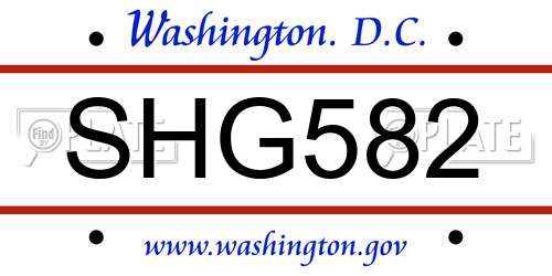 SHG582 District Of Columbia License Plate