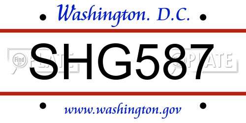 SHG587 District Of Columbia License Plate