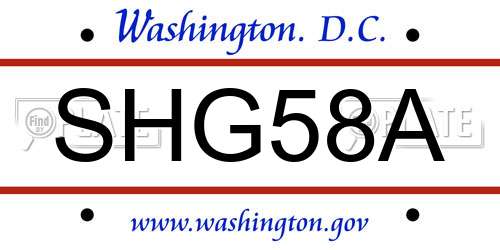 SHG58A District Of Columbia License Plate