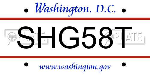 SHG58T District Of Columbia License Plate