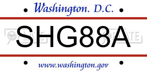 SHG88A District Of Columbia License Plate