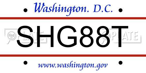 SHG88T District Of Columbia License Plate