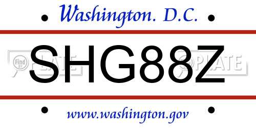 SHG88Z District Of Columbia License Plate