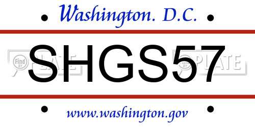 SHGS57 District Of Columbia License Plate