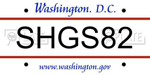 SHGS82 District Of Columbia License Plate