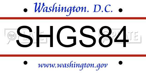SHGS84 District Of Columbia License Plate