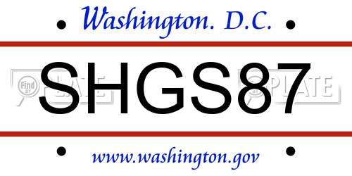 SHGS87 District Of Columbia License Plate
