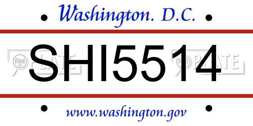 SHI5514 District Of Columbia License Plate