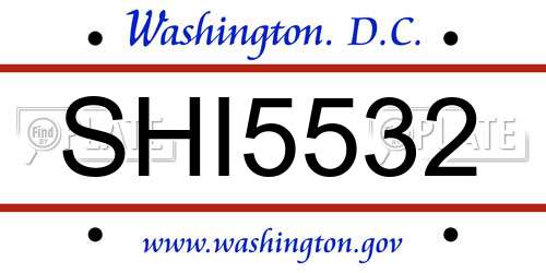 SHI5532 District Of Columbia License Plate