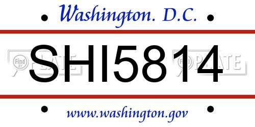 SHI5814 District Of Columbia License Plate