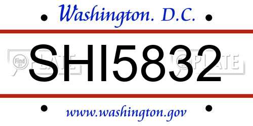 SHI5832 District Of Columbia License Plate