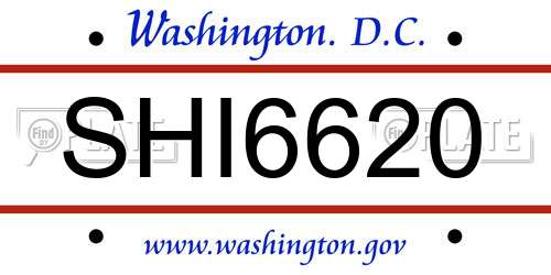 SHI6620 District Of Columbia License Plate