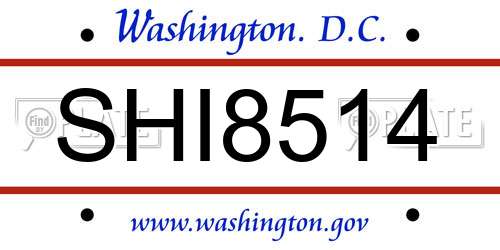 SHI8514 District Of Columbia License Plate