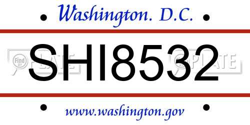 SHI8532 District Of Columbia License Plate