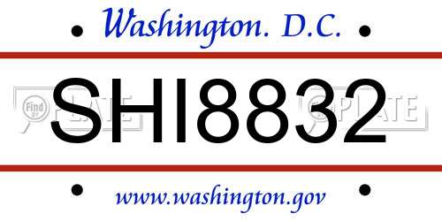 SHI8832 District Of Columbia License Plate