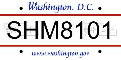 SHM8101 District Of Columbia License Plate