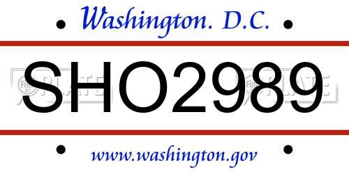 SHO2989 District Of Columbia License Plate