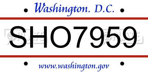 SHO7959 District Of Columbia License Plate