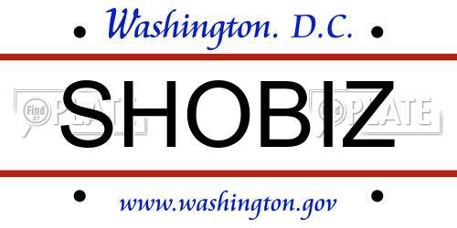 SHOBIZ District Of Columbia License Plate
