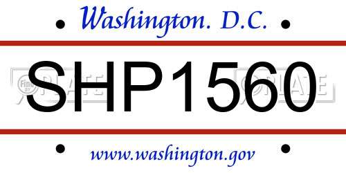 SHP1560 District Of Columbia License Plate