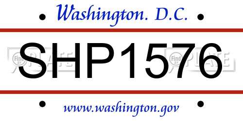 SHP1576 District Of Columbia License Plate