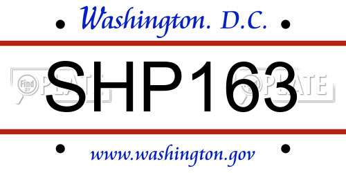 SHP163 District Of Columbia License Plate
