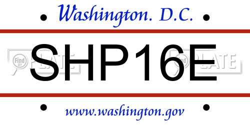 SHP16E District Of Columbia License Plate