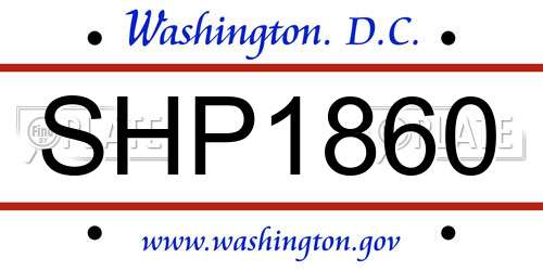 SHP1860 District Of Columbia License Plate