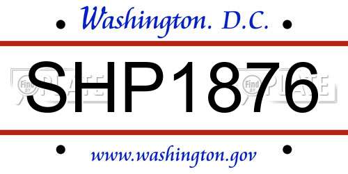 SHP1876 District Of Columbia License Plate