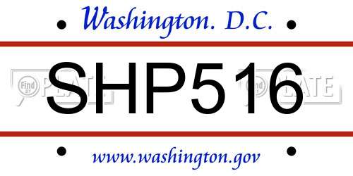 SHP516 District Of Columbia License Plate