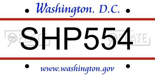 SHP554 District Of Columbia License Plate