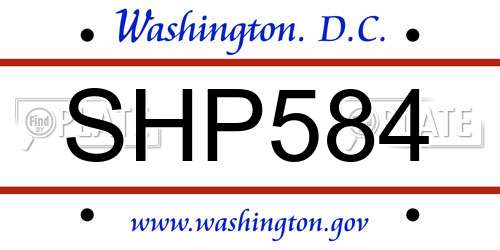 SHP584 District Of Columbia License Plate