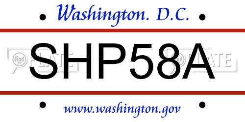 SHP58A District Of Columbia License Plate