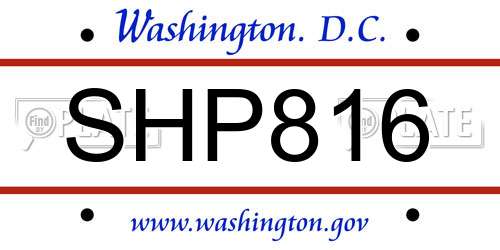 SHP816 District Of Columbia License Plate
