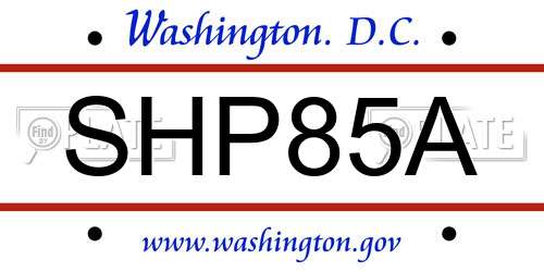 SHP85A District Of Columbia License Plate