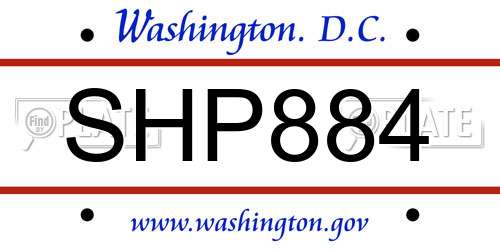 SHP884 District Of Columbia License Plate