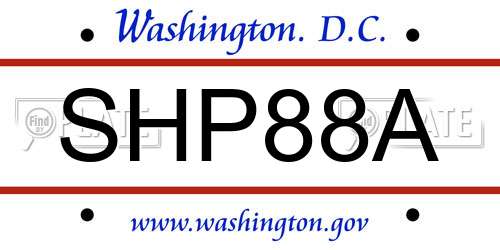 SHP88A District Of Columbia License Plate