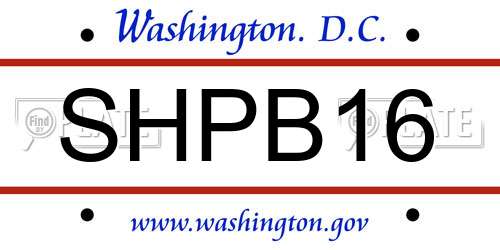 SHPB16 District Of Columbia License Plate