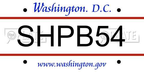 SHPB54 District Of Columbia License Plate