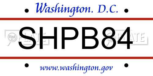 SHPB84 District Of Columbia License Plate
