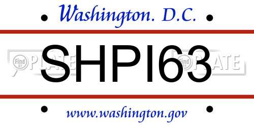 SHPI63 District Of Columbia License Plate