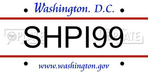 SHPI99 District Of Columbia License Plate