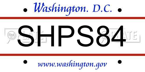 SHPS84 District Of Columbia License Plate