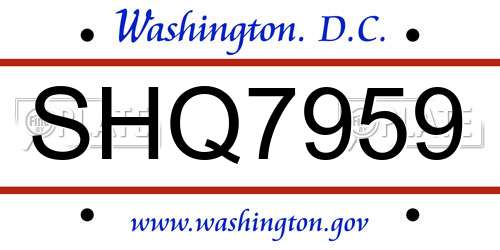 SHQ7959 District Of Columbia License Plate