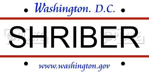 SHRIBER District Of Columbia License Plate