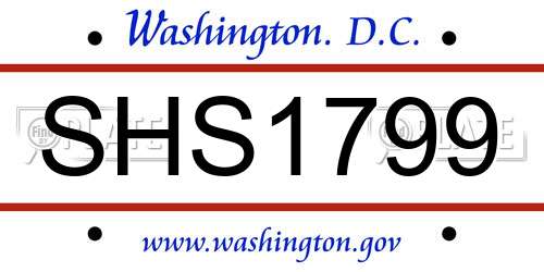 SHS1799 District Of Columbia License Plate