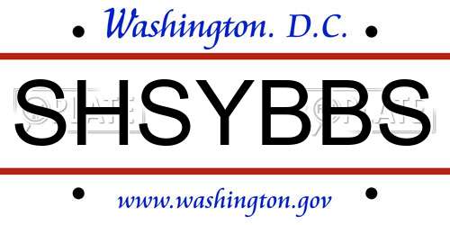 SHSYBBS District Of Columbia License Plate