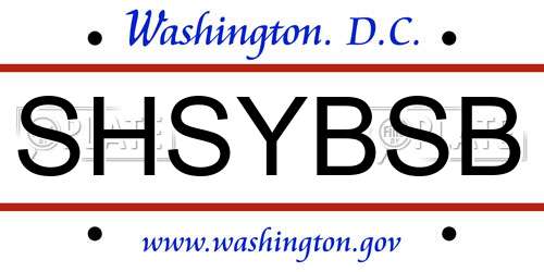 SHSYBSB District Of Columbia License Plate