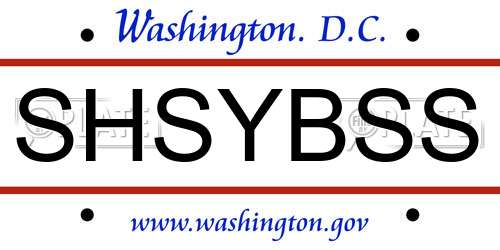 SHSYBSS District Of Columbia License Plate